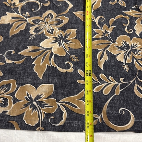 (P) Cooke Street Men's Floral Print Cotton Hawaiian Shirt, Size L, Blue/Brown - Picture 7 of 10